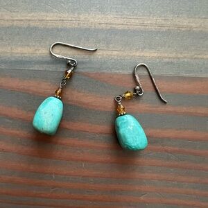 Turquoise and Gold Dangle Earrings